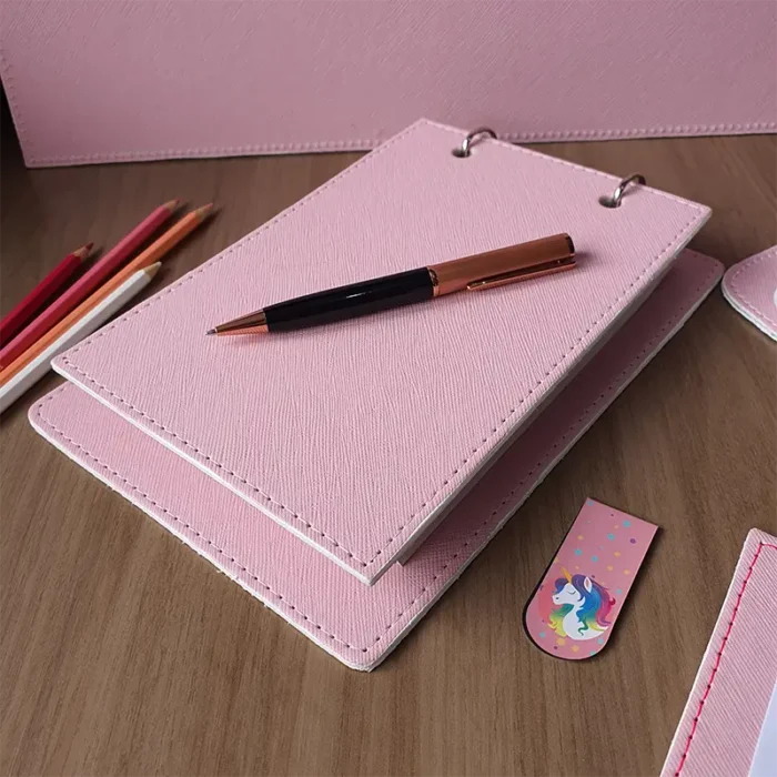 Porta Bloco Argola 200 Folhas Rosa Bebê - Imagem 2